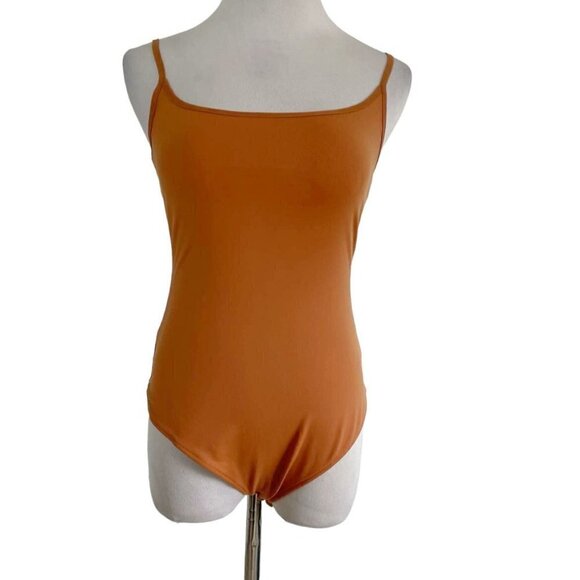 Free People Size Small Rust Bodysuit Sleeveless Spaghetti Strap Criss Cross - Picture 1 of 7
